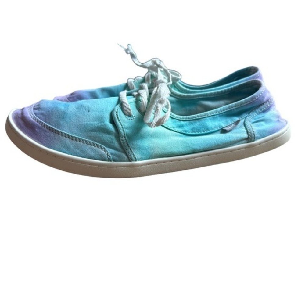 Sanuk Cool Slip On Ombré Tie Dye Blue Purple Green Surfer Boho Canvas Shoes 10
